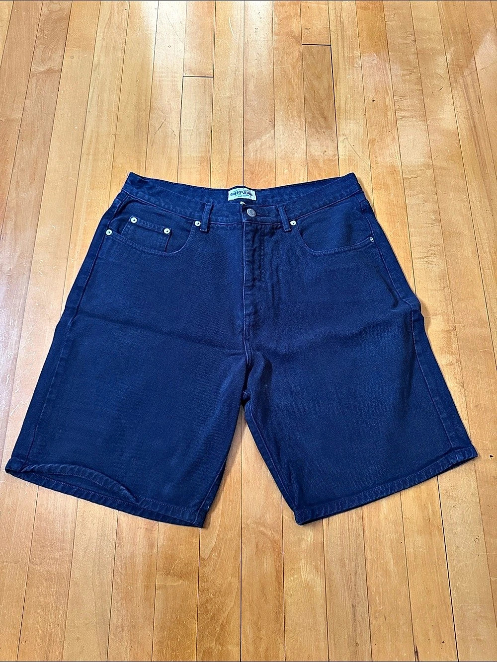 GUESS Jeans vintage dark blue denim logo Shorts men’s Waist 33
